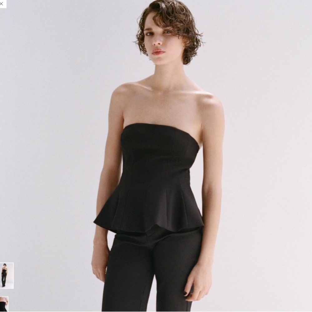 NWT Zara suede Strapless Peplum Top